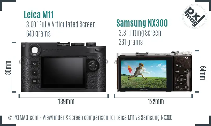 Leica M11 vs Samsung NX300 Screen and Viewfinder comparison