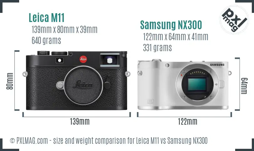 Leica M11 vs Samsung NX300 size comparison