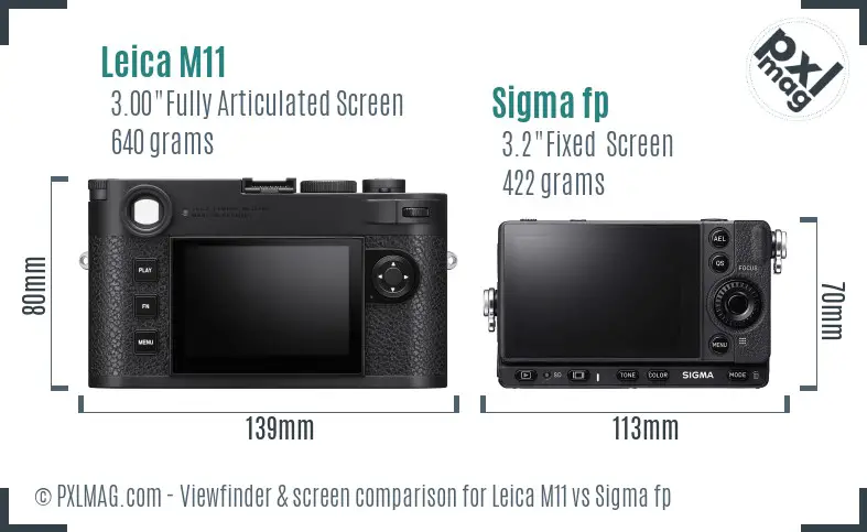 Leica M11 vs Sigma fp Screen and Viewfinder comparison
