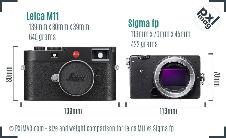 Leica M11 vs Sigma fp size comparison