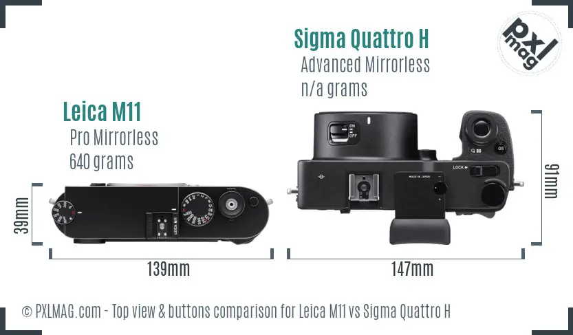 Leica M11 vs Sigma Quattro H top view buttons comparison