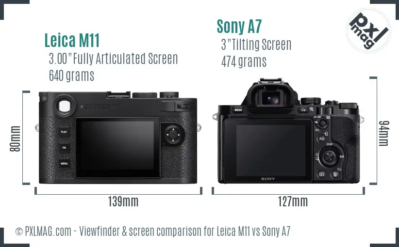 Leica M11 vs Sony A7 Screen and Viewfinder comparison