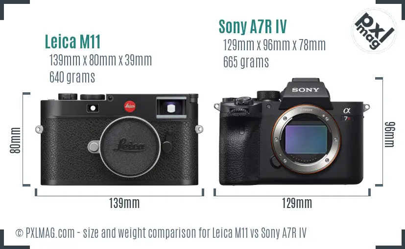 Leica M11 vs Sony A7R IV size comparison