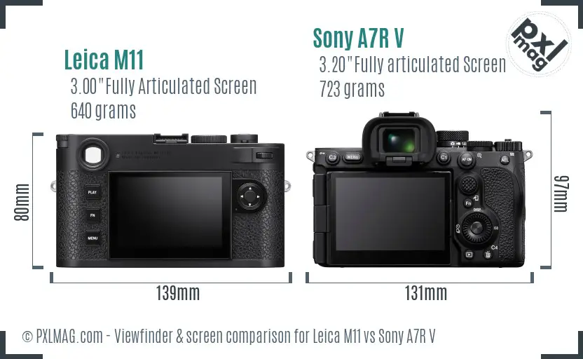 Leica M11 vs Sony A7R V Screen and Viewfinder comparison