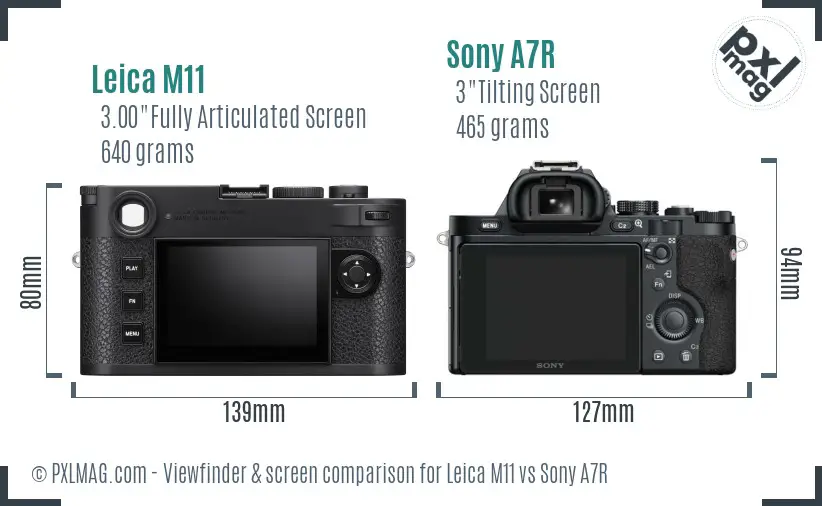 Leica M11 vs Sony A7R Screen and Viewfinder comparison