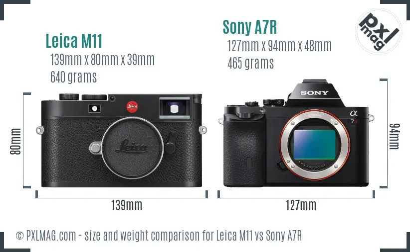 Leica M11 vs Sony A7R size comparison