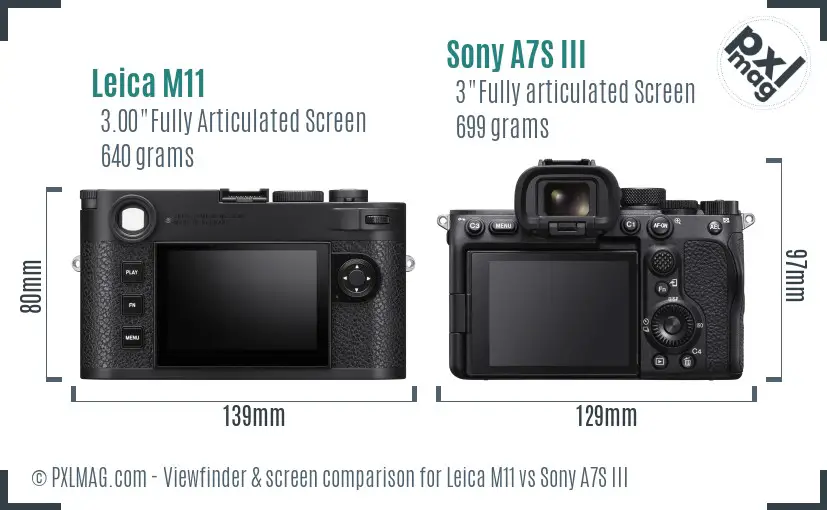 Leica M11 vs Sony A7S III Screen and Viewfinder comparison