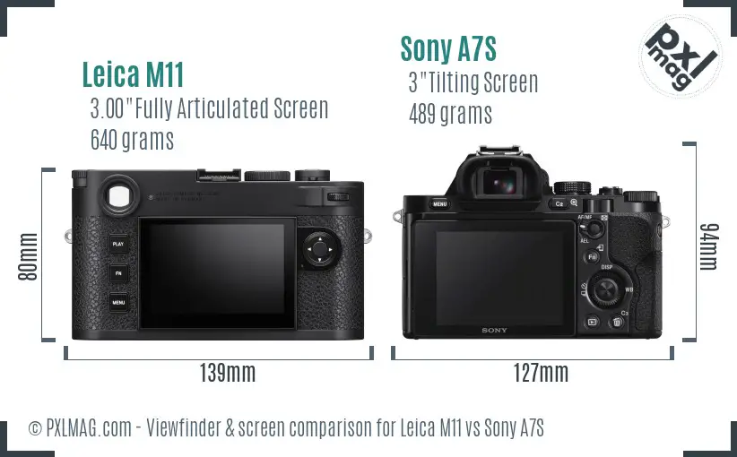 Leica M11 vs Sony A7S Screen and Viewfinder comparison