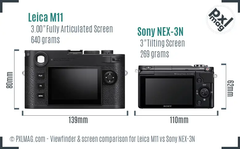 Leica M11 vs Sony NEX-3N Screen and Viewfinder comparison