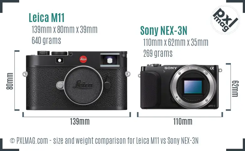 Leica M11 vs Sony NEX-3N size comparison