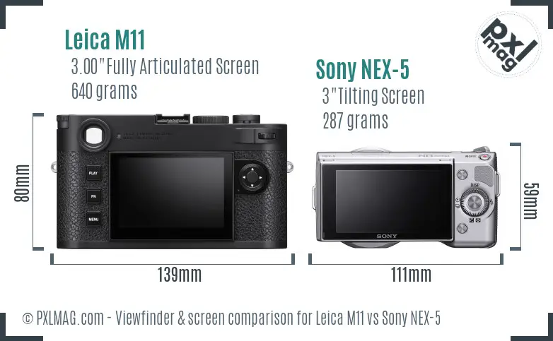 Leica M11 vs Sony NEX-5 Screen and Viewfinder comparison Leica M11 vs Sony NEX-5 Screen and Viewfinder comparison