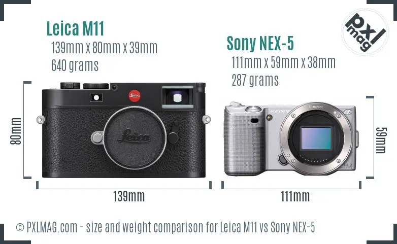 Leica M11 vs Sony NEX-5 size comparison Leica M11 vs Sony NEX-5 size comparison