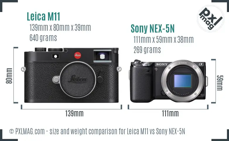 Leica M11 vs Sony NEX-5N size comparison
