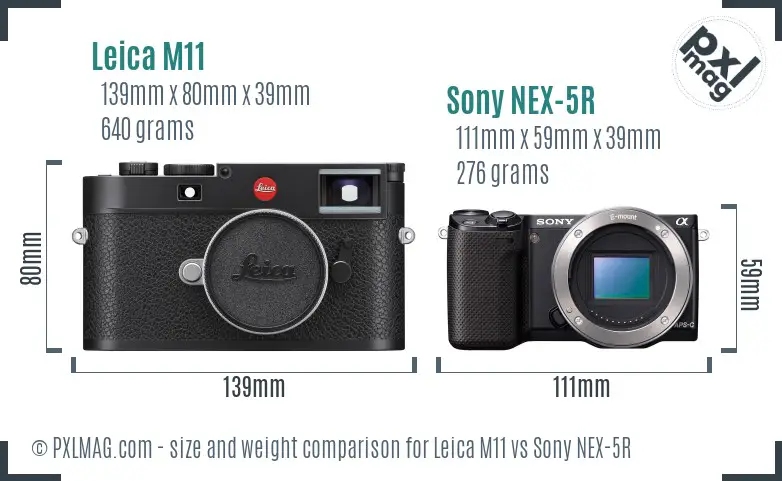 Leica M11 vs Sony NEX-5R size comparison Leica M11 vs Sony NEX-5R size comparison