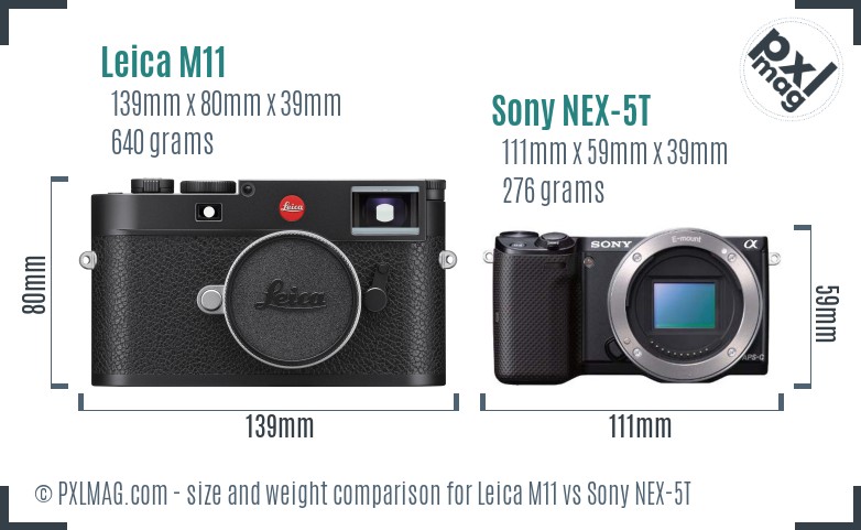 Leica M11 vs Sony NEX-5T size comparison Leica M11 vs Sony NEX-5T size comparison