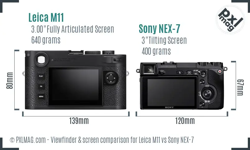 Leica M11 vs Sony NEX-7 Screen and Viewfinder comparison