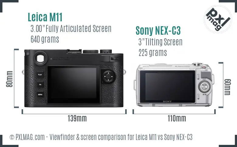 Leica M11 vs Sony NEX-C3 Screen and Viewfinder comparison Leica M11 vs Sony NEX-C3 Screen and Viewfinder comparison
