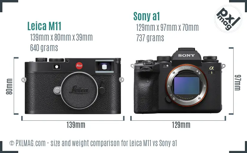 Leica M11 vs Sony a1 size comparison