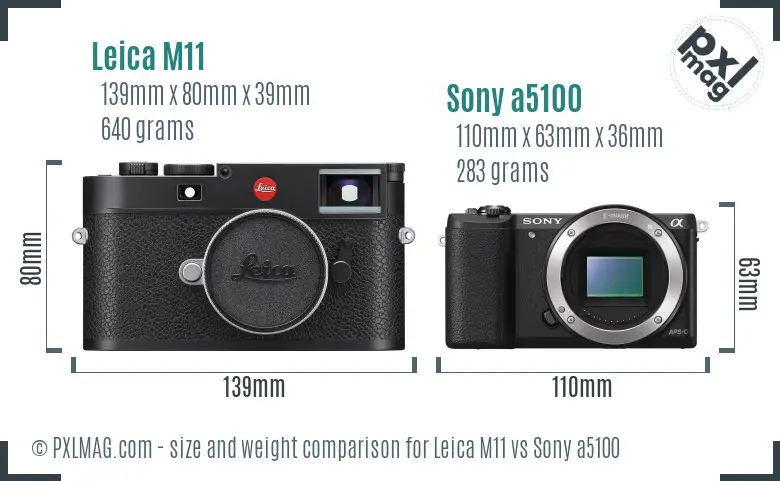 Leica M11 vs Sony a5100 size comparison