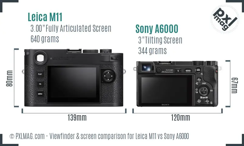 Leica M11 vs Sony A6000 Screen and Viewfinder comparison