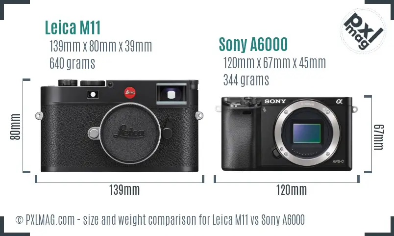 Leica M11 vs Sony A6000 size comparison