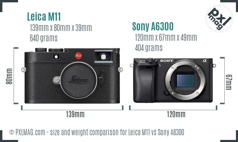 Leica M11 vs Sony A6300 size comparison