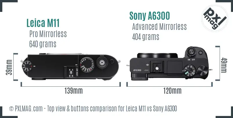 Leica M11 vs Sony A6300 top view buttons comparison