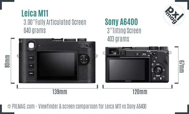 Leica M11 vs Sony A6400 Screen and Viewfinder comparison
