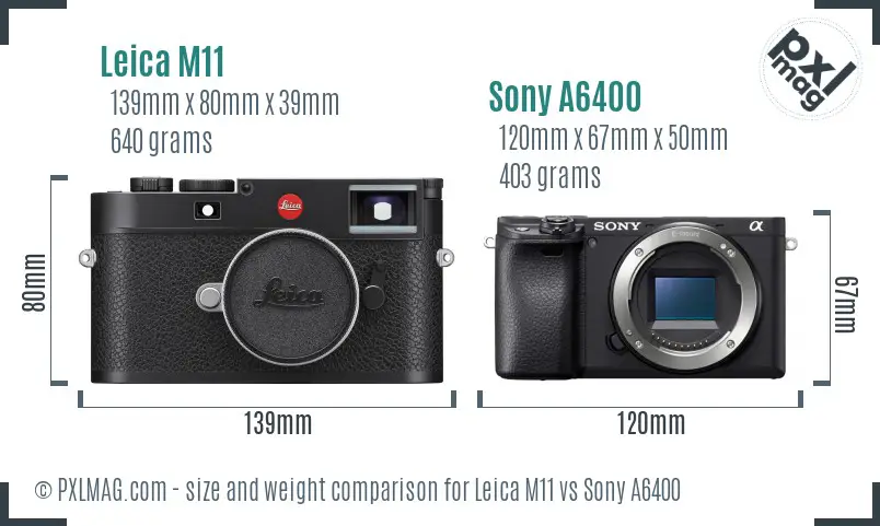 Leica M11 vs Sony A6400 size comparison