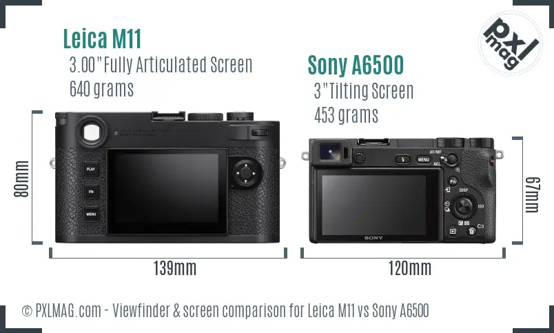 Leica M11 vs Sony A6500 Screen and Viewfinder comparison