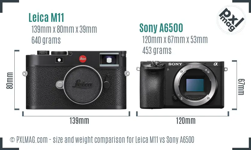 Leica M11 vs Sony A6500 size comparison