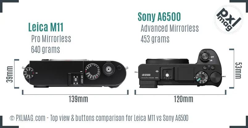 Leica M11 vs Sony A6500 top view buttons comparison