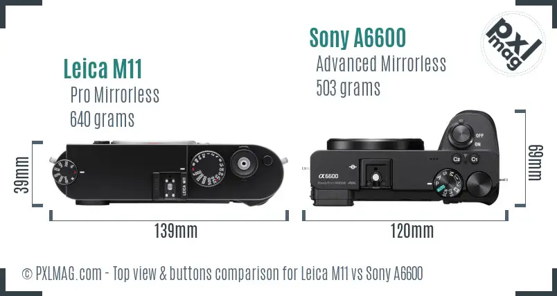 Leica M11 vs Sony A6600 top view buttons comparison