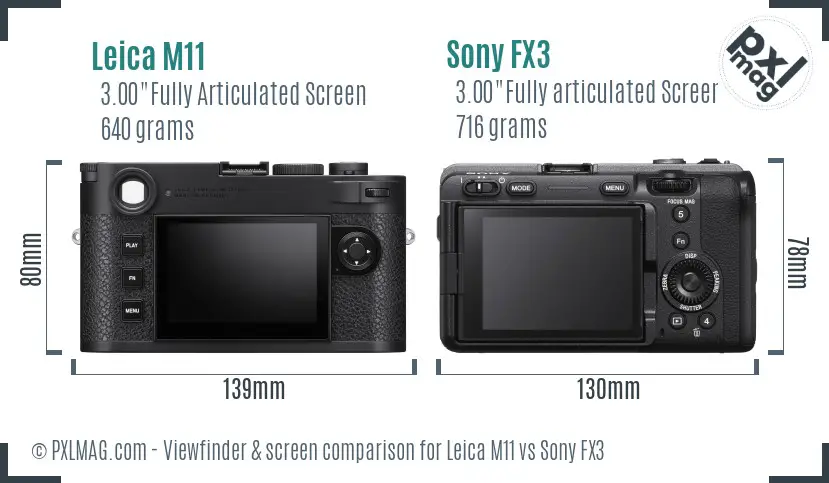 Leica M11 vs Sony FX3 Screen and Viewfinder comparison