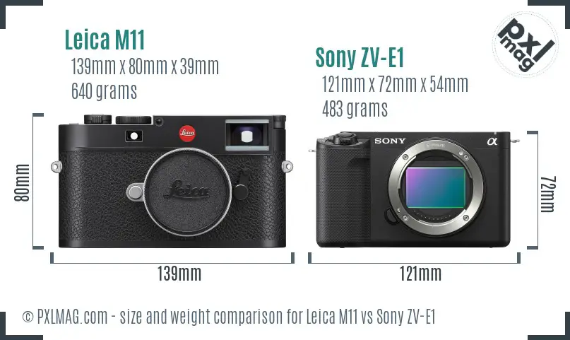 Leica M11 vs Sony ZV-E1 size comparison