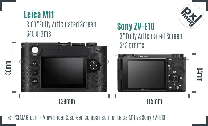 Leica M11 vs Sony ZV-E10 Screen and Viewfinder comparison