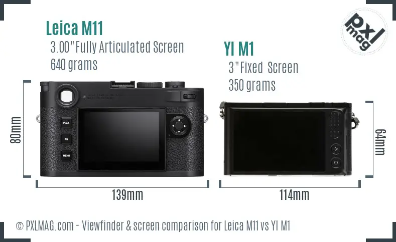 Leica M11 vs YI M1 Screen and Viewfinder comparison