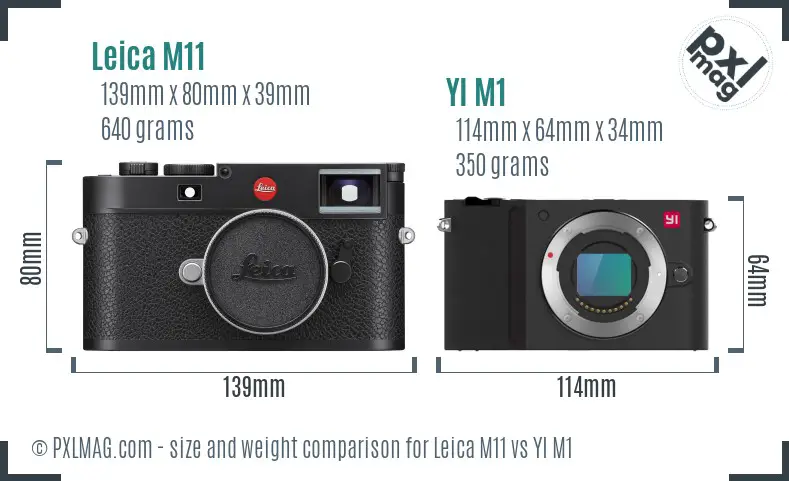 Leica M11 vs YI M1 size comparison