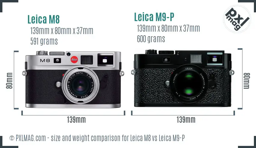 Leica M8 vs Leica M9-P size comparison Leica M8 vs Leica M9-P size comparison
