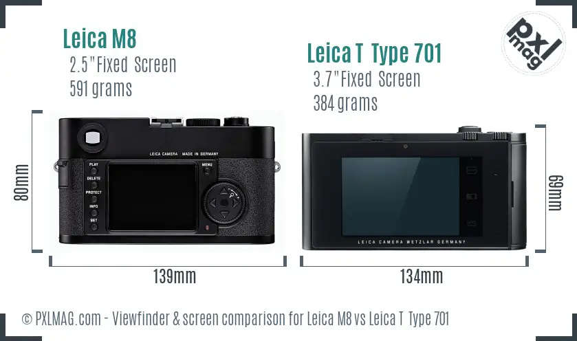 Leica M8 vs Leica T  Type 701 Screen and Viewfinder comparison