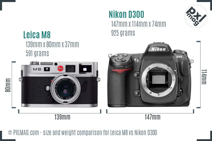 Leica M8 vs Nikon D300 size comparison