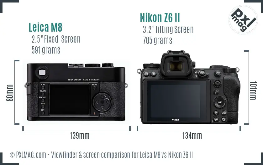 Leica M8 vs Nikon Z6 II Screen and Viewfinder comparison