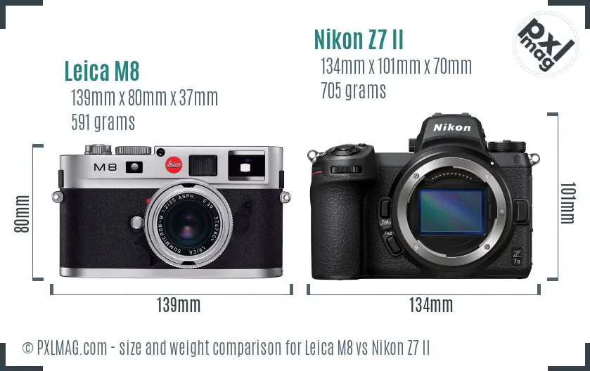 Leica M8 vs Nikon Z7 II size comparison