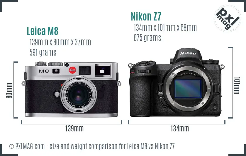 Leica M8 vs Nikon Z7 size comparison