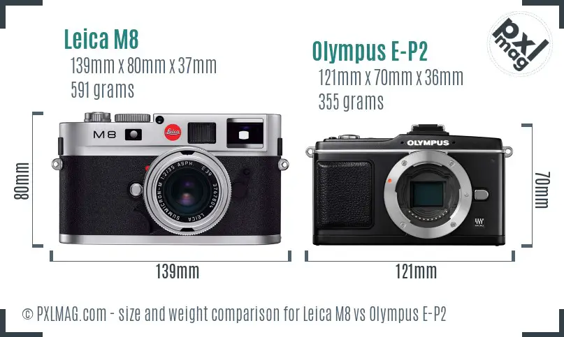 Leica M8 vs Olympus E-P2 size comparison