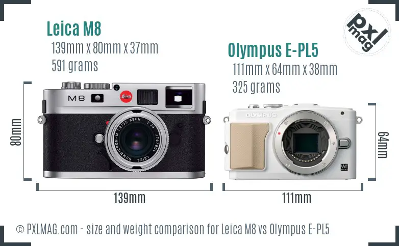 Leica M8 vs Olympus E-PL5 size comparison