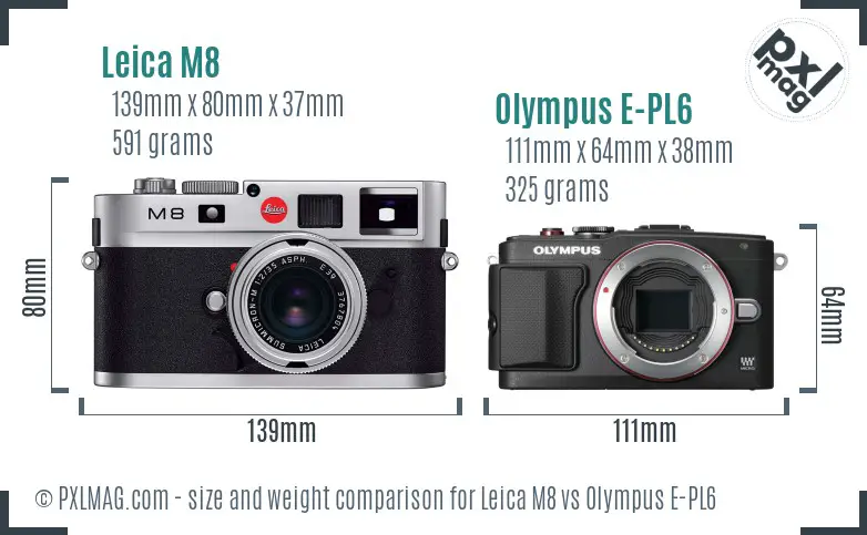 Leica M8 vs Olympus E-PL6 size comparison Leica M8 vs Olympus E-PL6 size comparison