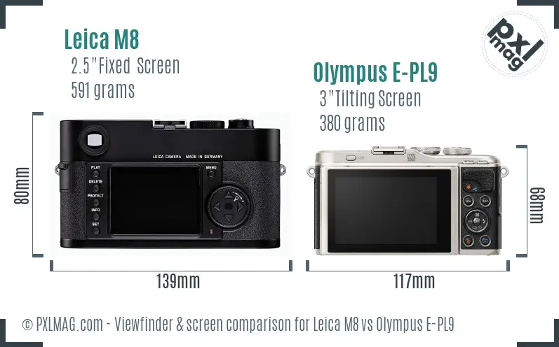 Leica M8 vs Olympus E-PL9 Screen and Viewfinder comparison