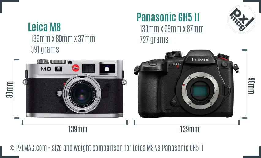 Leica M8 vs Panasonic GH5 II size comparison