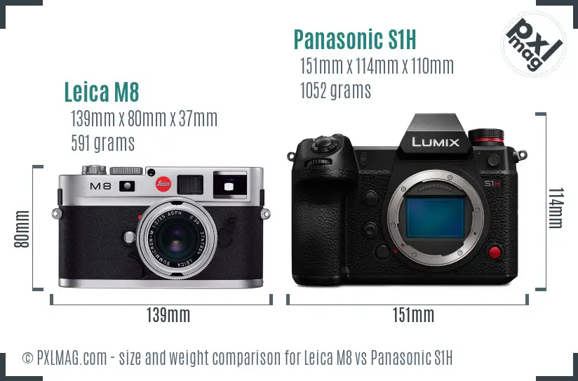 Leica M8 vs Panasonic S1H size comparison